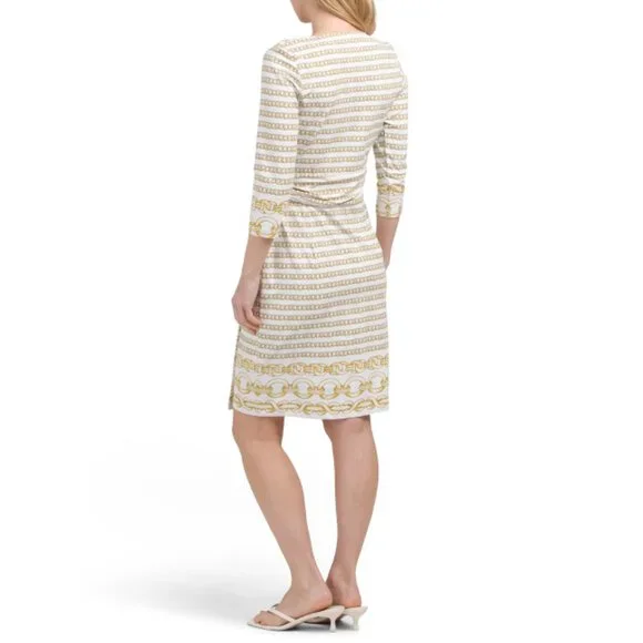 J. MCLAUGHLIN Gold Brea Optic Link Faux Wrap Mini Dress